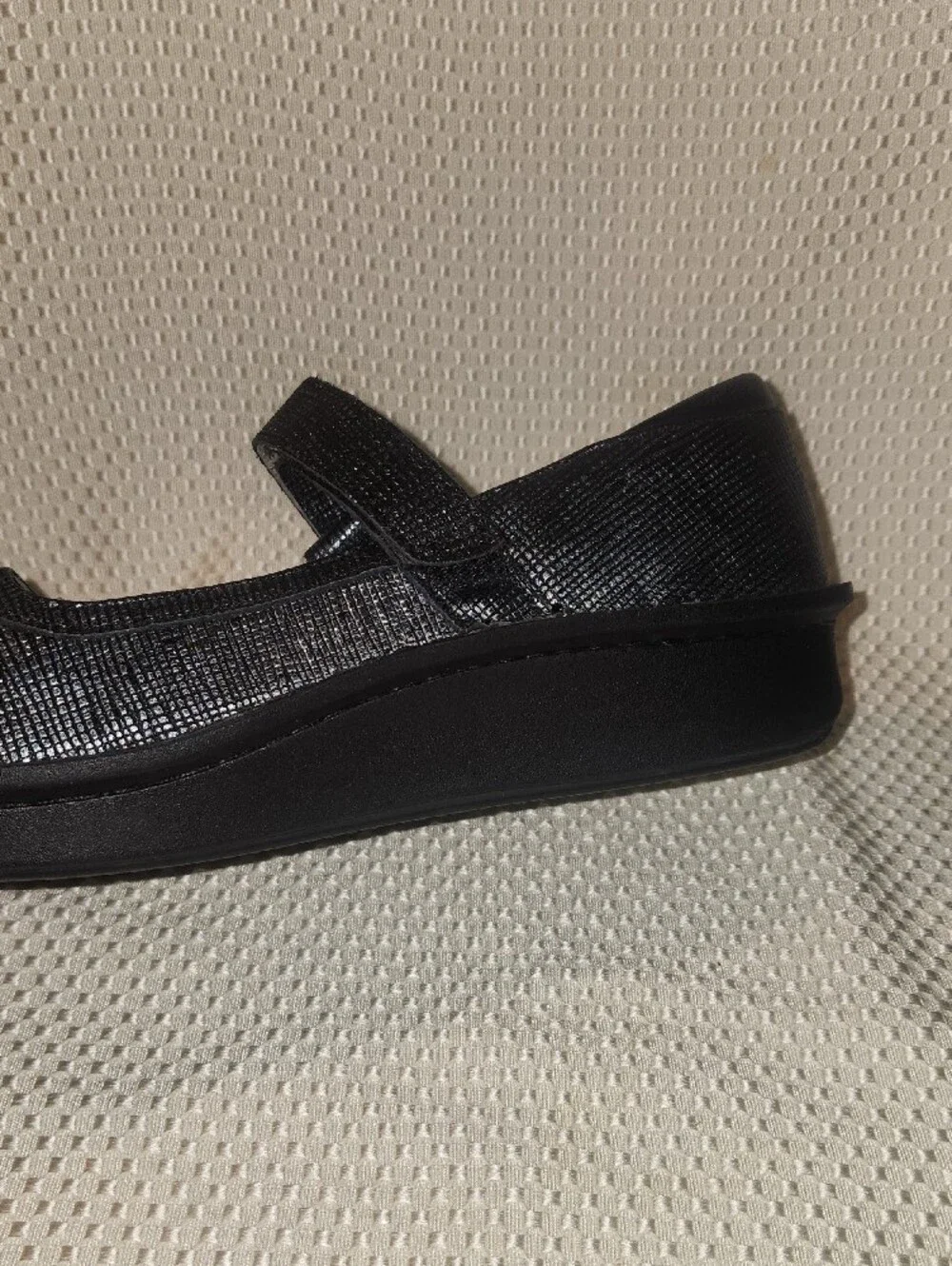 Alegria Black Textured Mary Jane Flats
